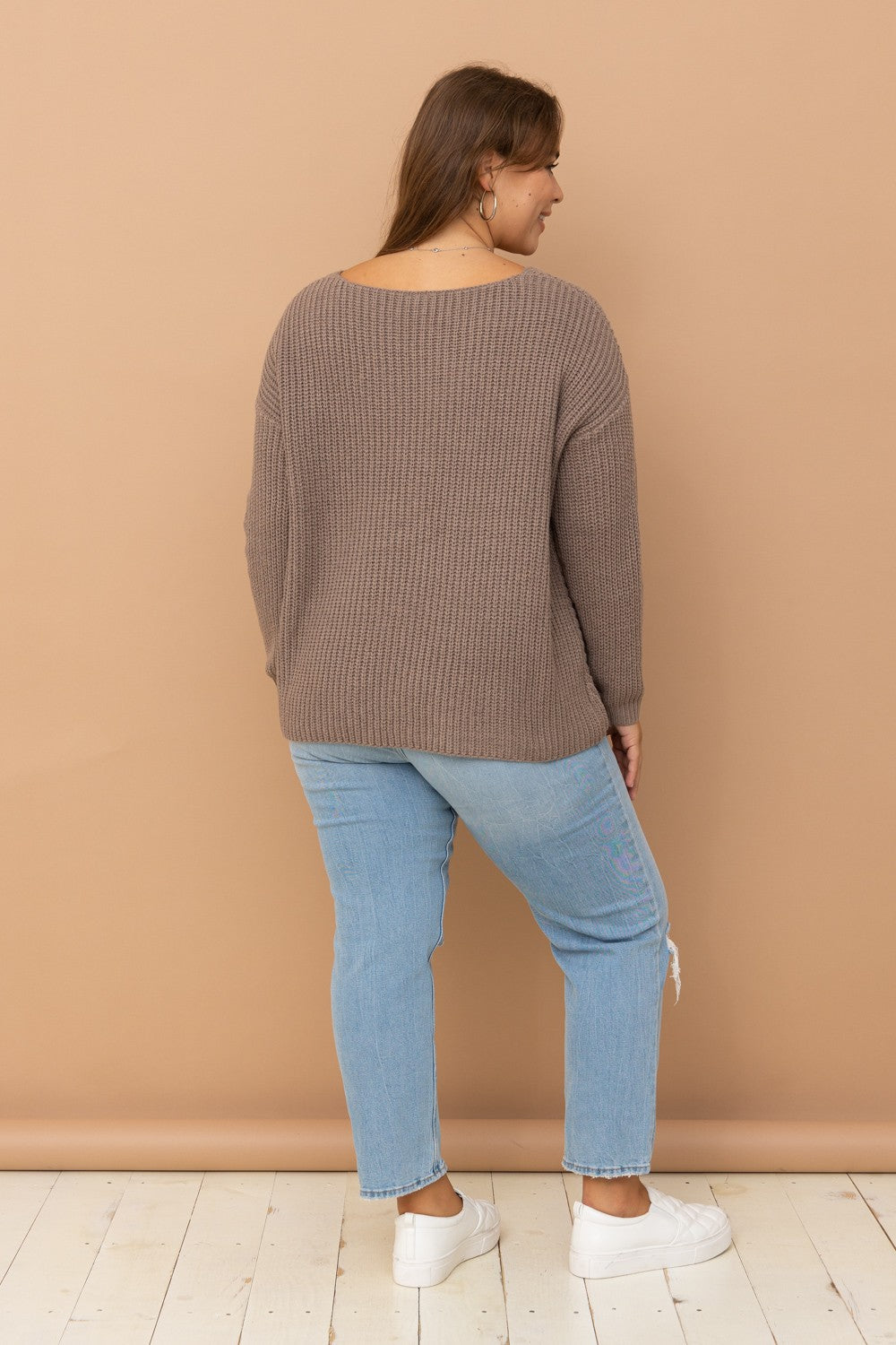 Lace Up Knit Sweater PLUS