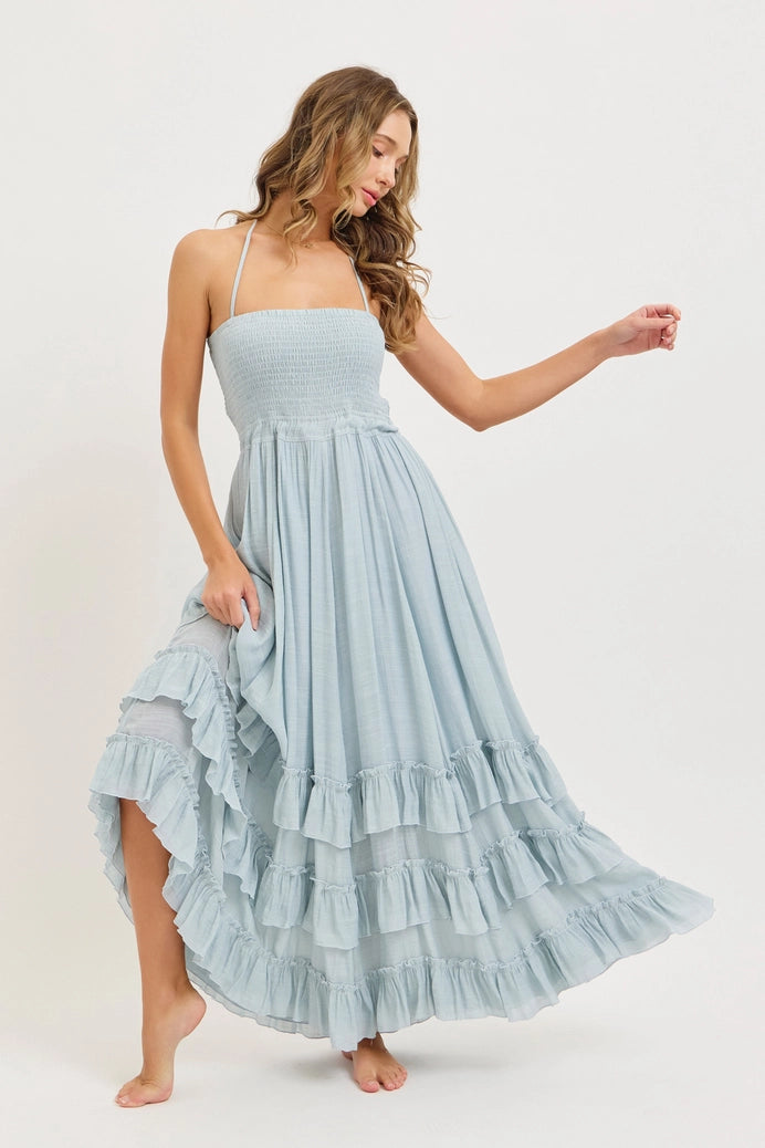 Halter Tiered Maxi Dress