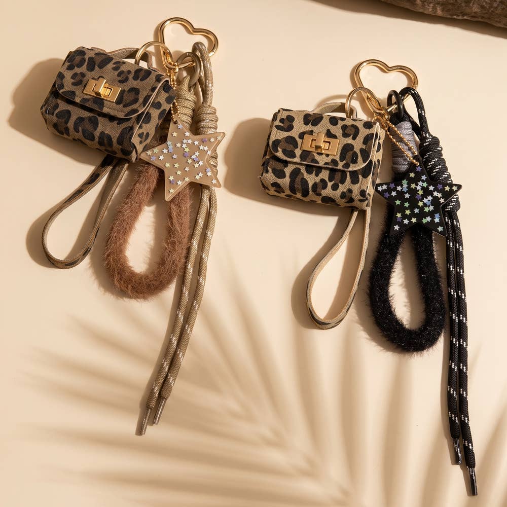 Leopard Print Mini Handbag Star Bag Charm