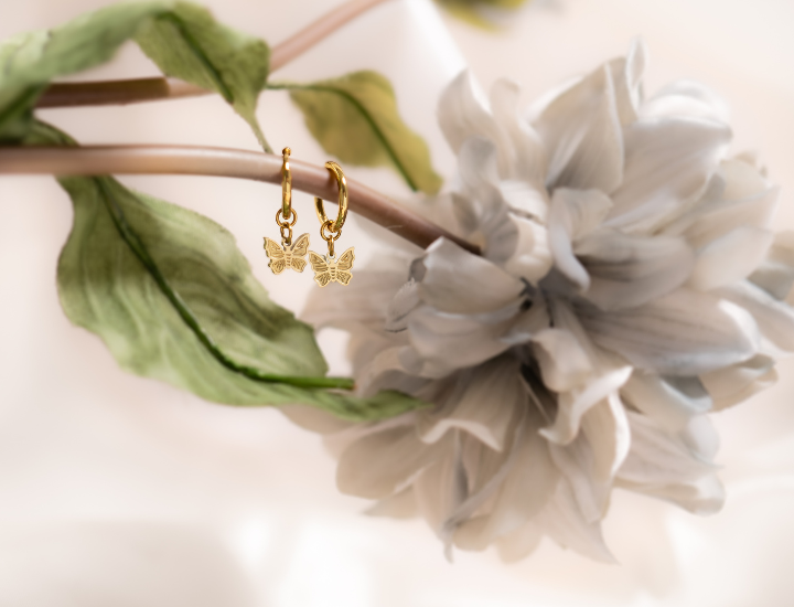 Butterfly Huggie Earrings 18K Gold PVD Stainless Steel