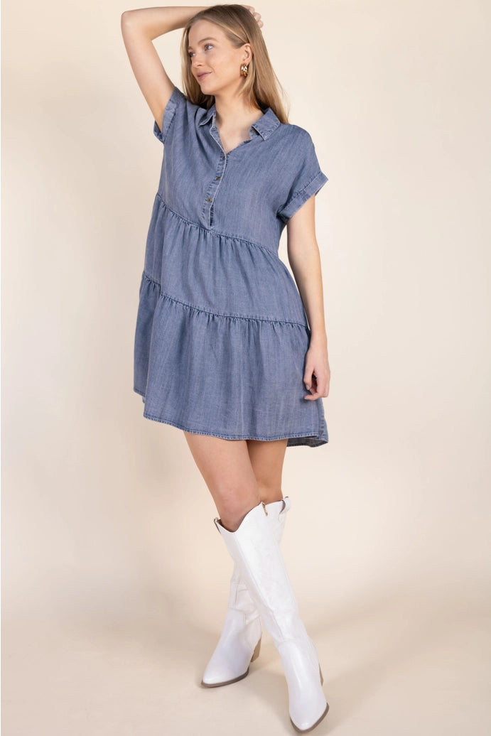 Tencel Tiered Mini Dress