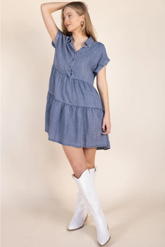 Tencel Tiered Mini Dress