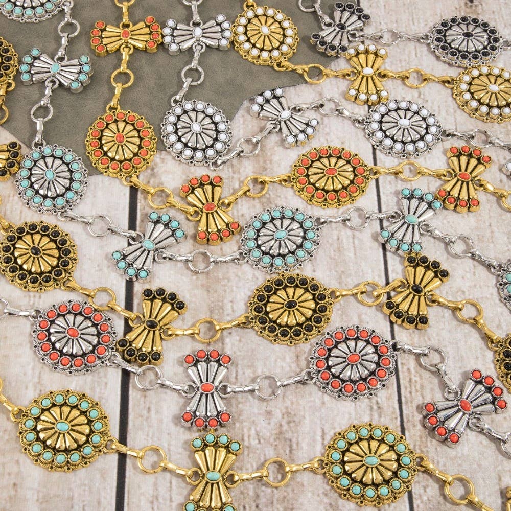 Stone Daisy Concho Chain Belt