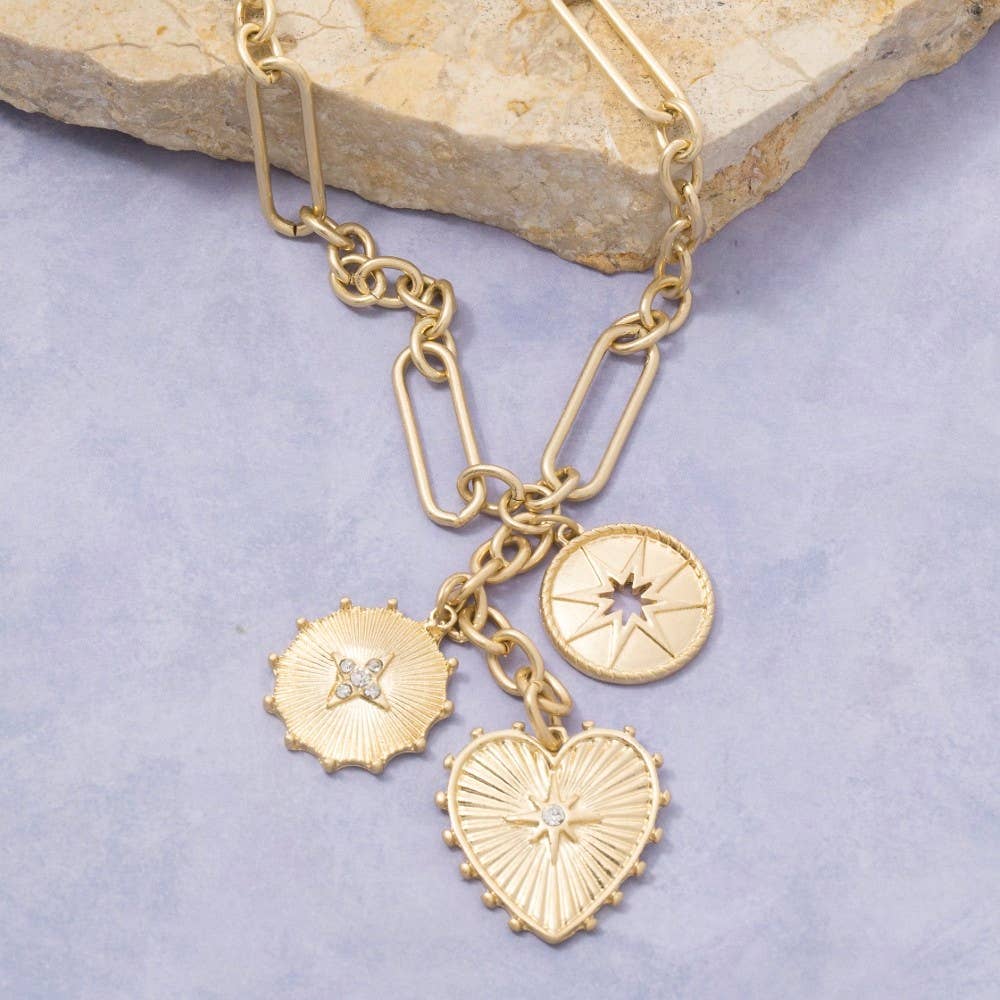 Heart & Coin Chain Necklace