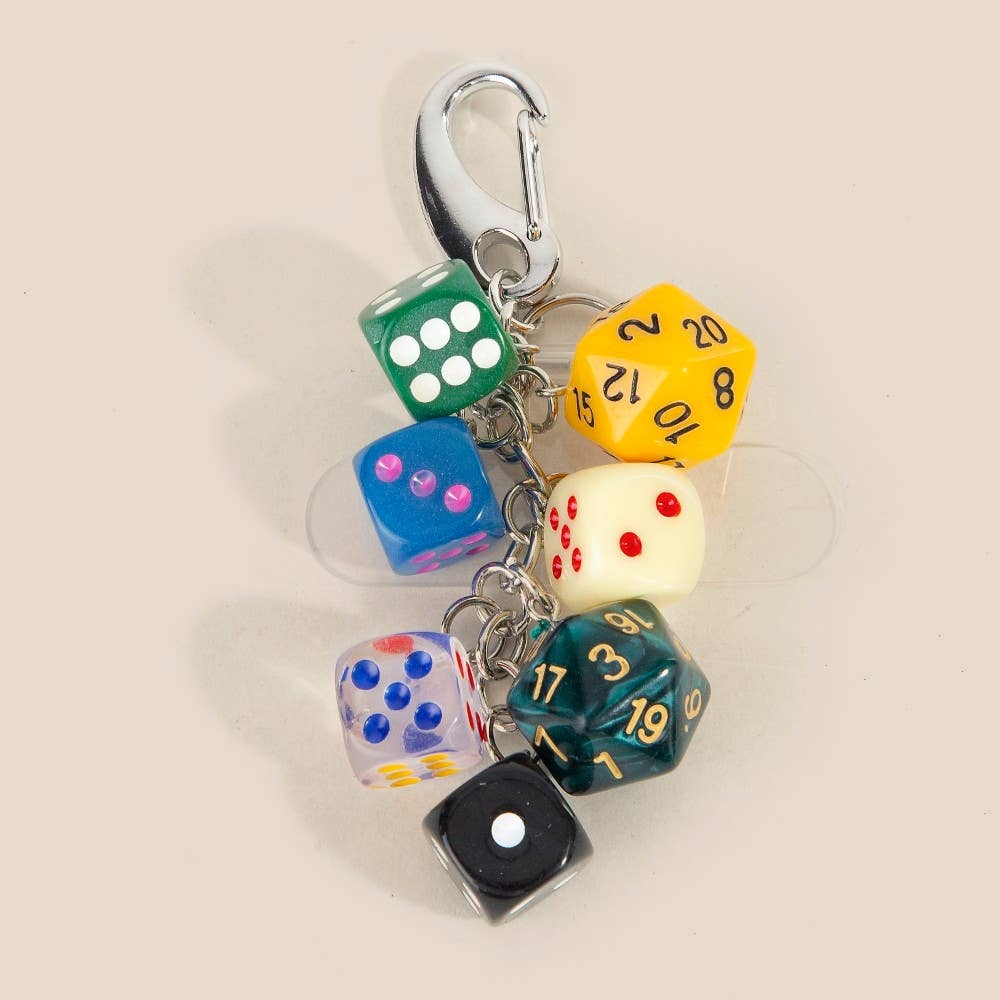 Mixed Seven Dice Chain Bag Charm