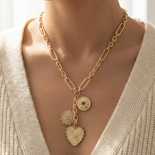 Heart & Coin Chain Necklace