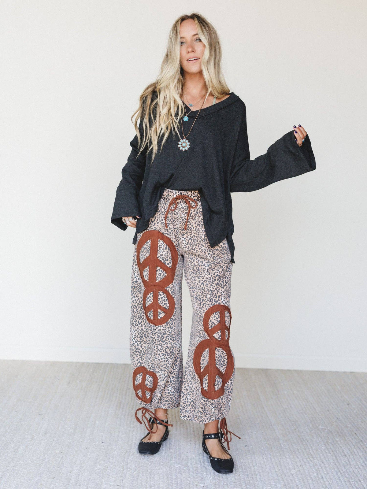 Laurel Lee Patchwork Pants - Taupe Leopard