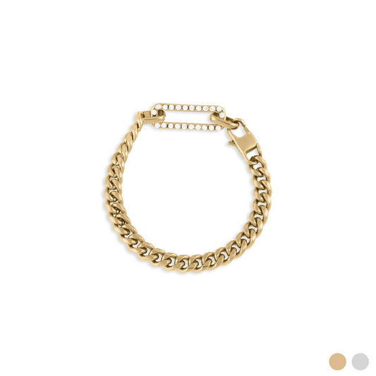 18K Gold PVD Stainless Steel Large Stone Carabiner Bracelet