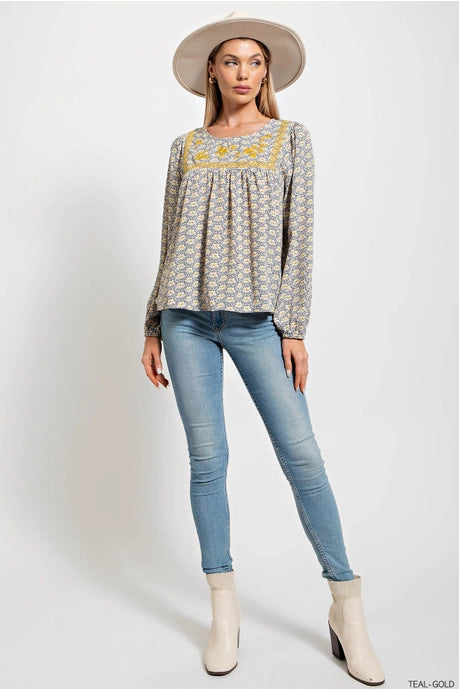 Emb York Bubble Sleeves Top