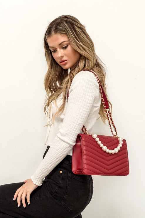 Chevron Crossbody w/ Pearl Handle