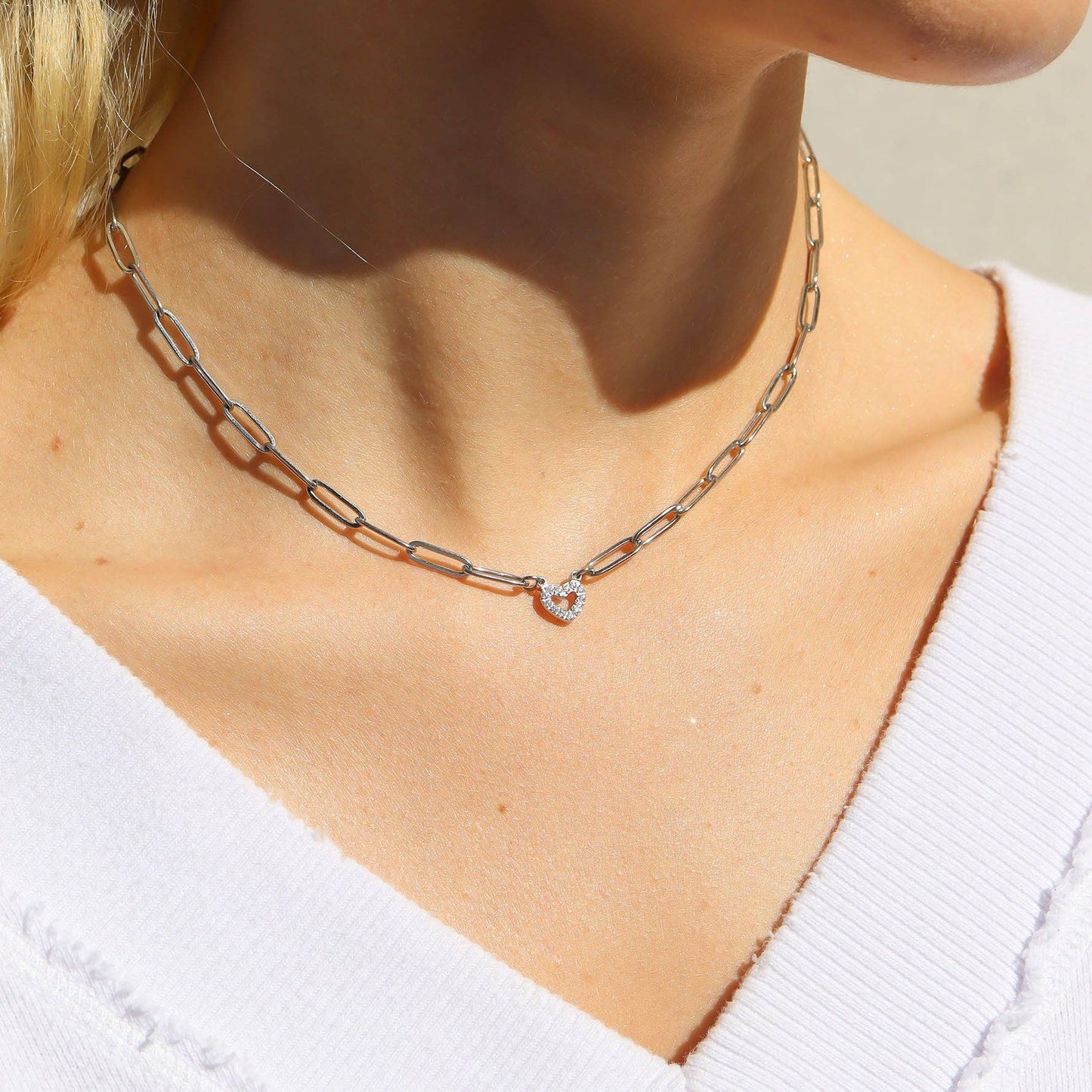 "Heart" Paperclip Necklace 18K Gold PVD Stainless Steel