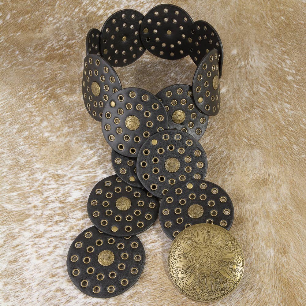 Wide Concho Disc Western Statement Belt