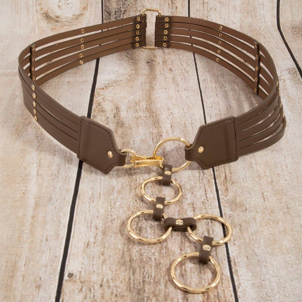 Circle Link Layered Vegan Leather Belt