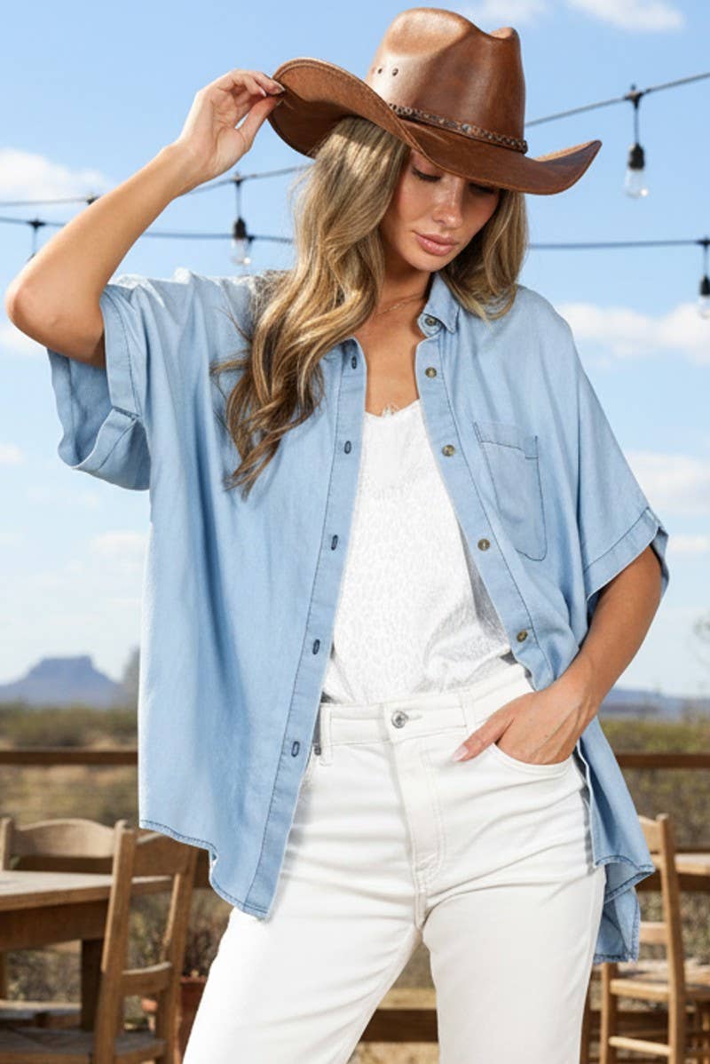 Chambray Short Sleeve Button Up