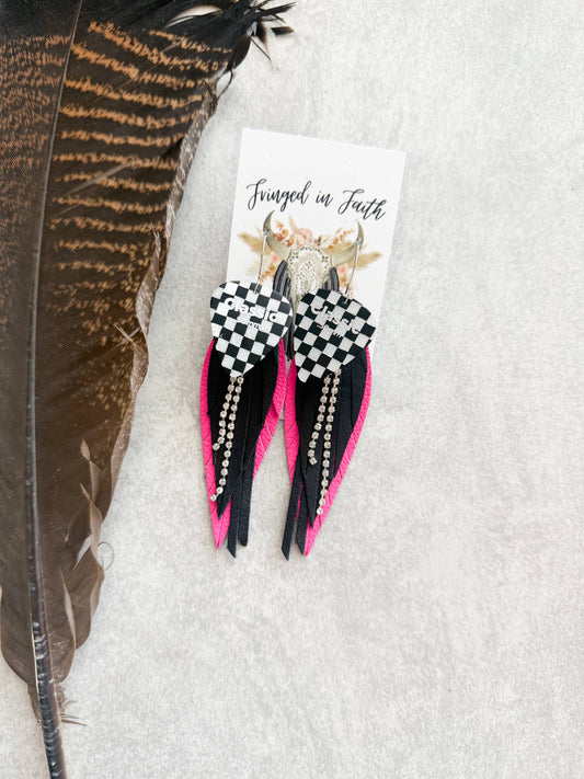 Checked Out Fringe | Hot Pink