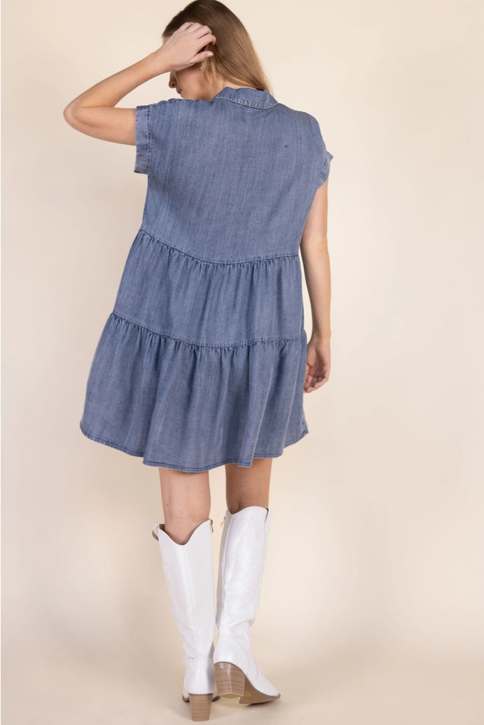 Tencel Tiered Mini Dress
