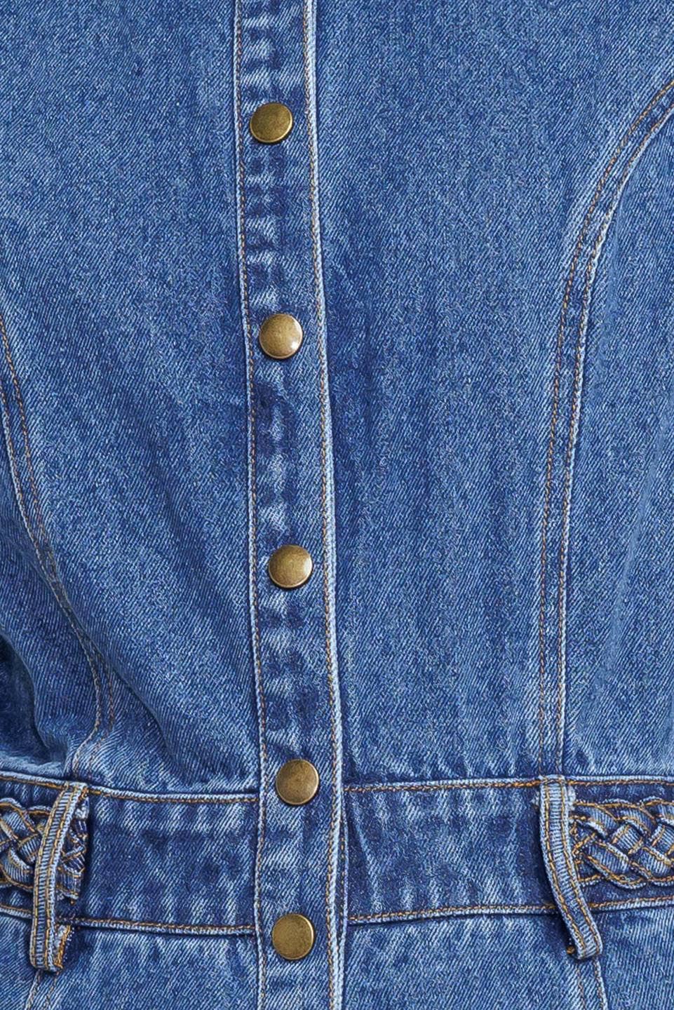 WASHED DENIM BUTTON DOWN MIDI DRESS