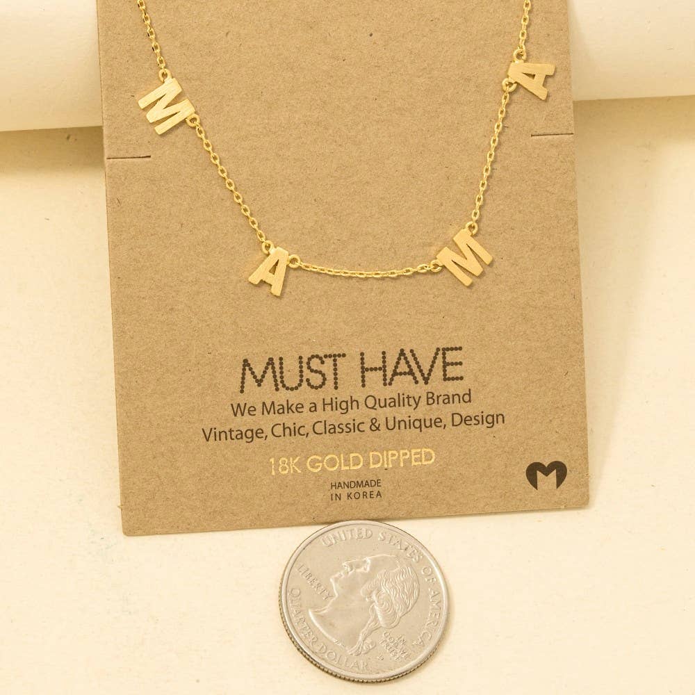 Gold Dipped Mama Station Charm Necklace