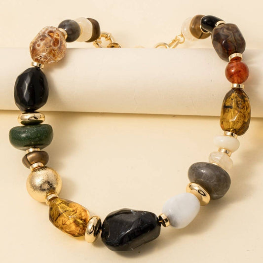Mixed Chunky Marble Acrylic Beads Necklace