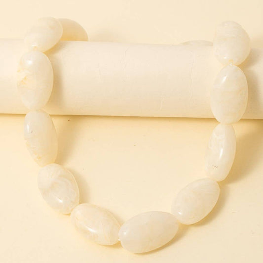 Large Oval Marble Resin Beads Necklace