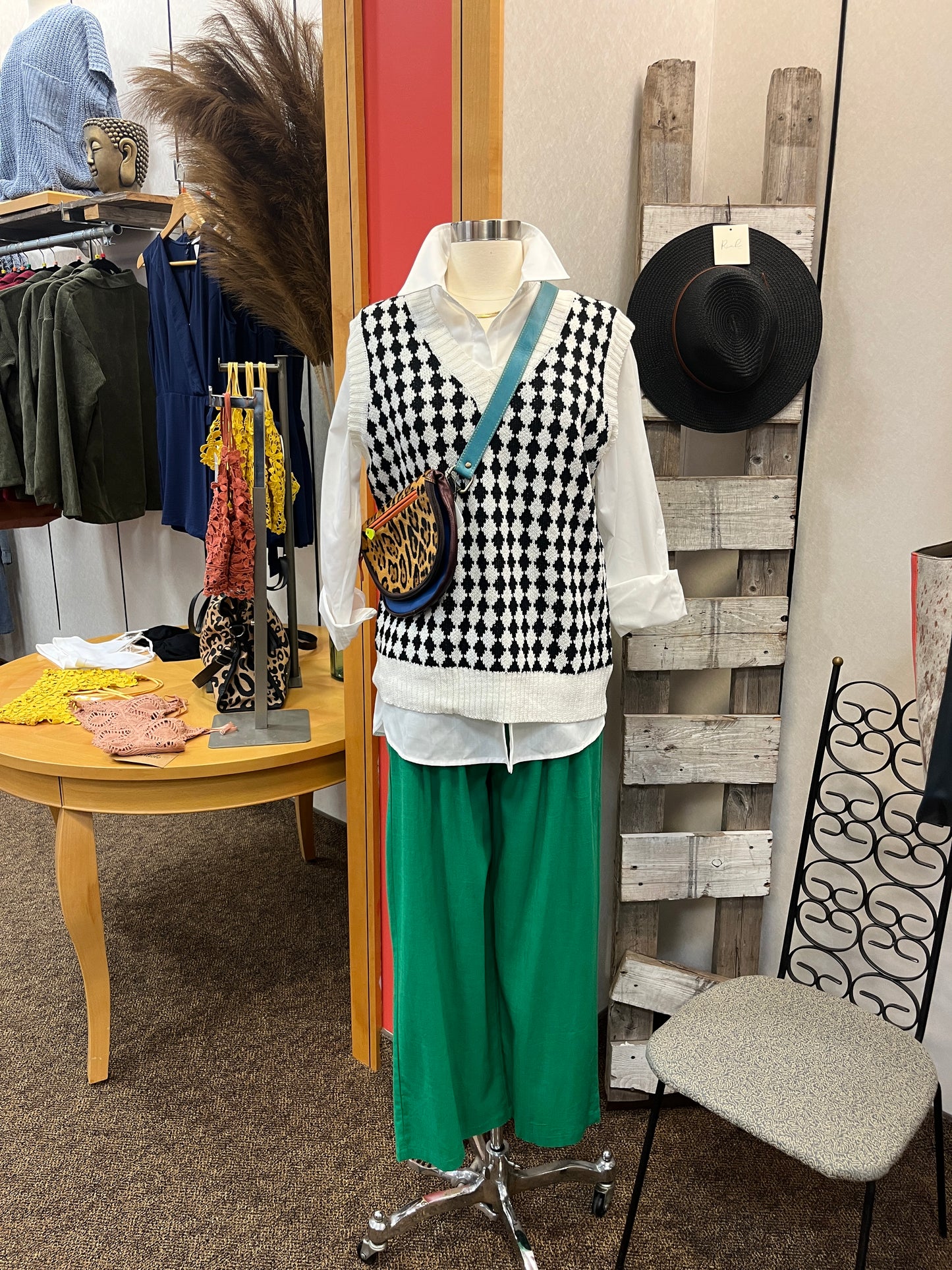 Green Pleated Linen Pant PLUS