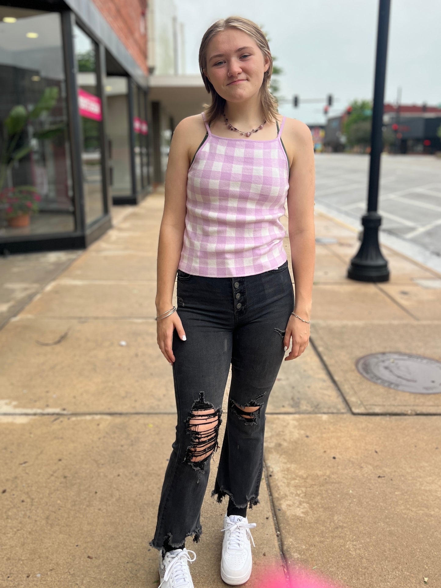 Lavender Check Tank