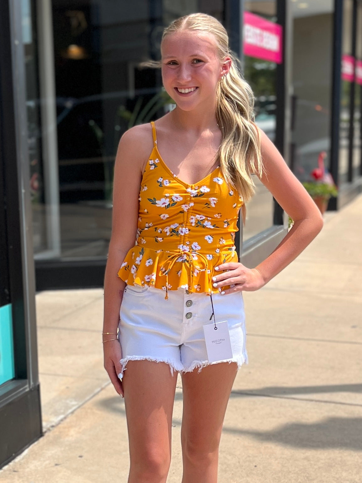 Yellow floral pop top